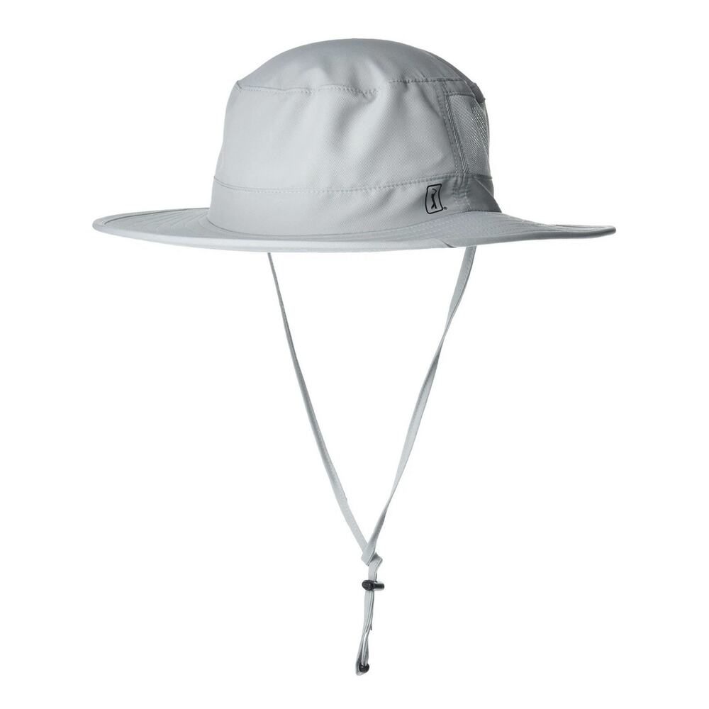 PGA TOUR Men’s Solar Golf Bucket Hat with Chin Strap One Size Light Gray NWT